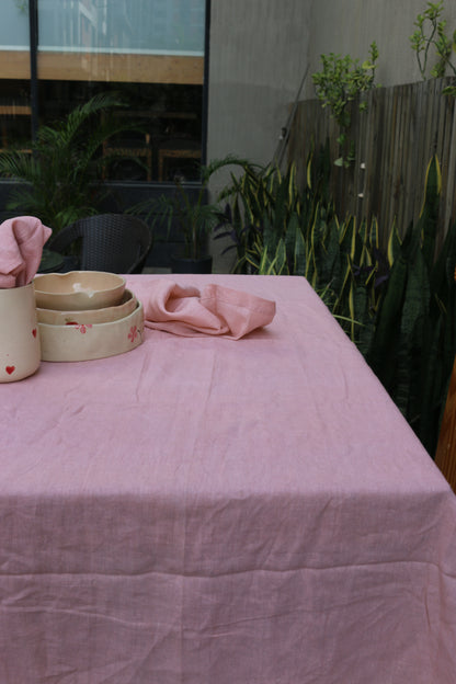 Pure Linen Table Cover |Dusty Pink